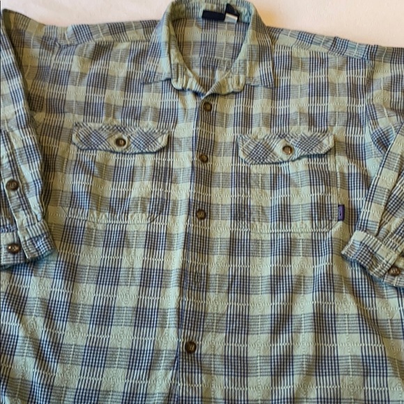 Patagonia Other - Patagonia Green & navy plaid shirt size large